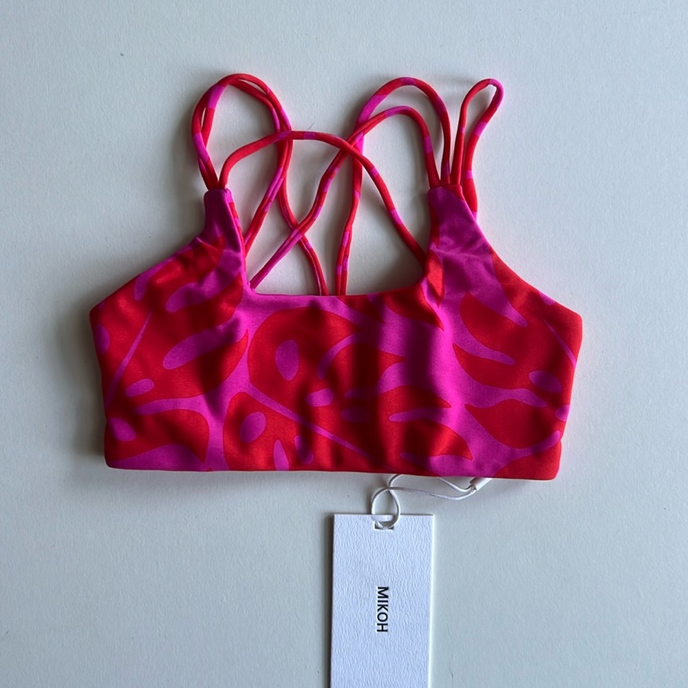 MIKOH MINI Huluhulu Multi String Cross Back Top in Island Red Ginger NWT